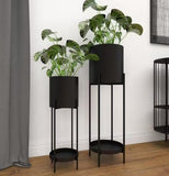 DHARA DECOR Round Shape Metal Indoor & Outdoor Large Black Planter Pot for Bedroom Living Room & Interior Balcony Set of 2