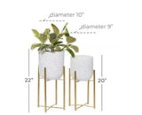 DHARA DECOR Round Shape Metal Indoor & Outdoor Large White Planter Pot for Living Room Bedroom & Interior Balcony Set of 2