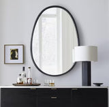 Oval Wall Mirror – Black Metal Frame, Modern Design