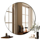 DHARA DECOR GLSLAND Round Wall Mirror, 24 Inch, Aluminum Alloy Frame with ShatterVue Safe Glass, Black