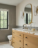 DHARA DECOR Modern Oval Wall Mirror with Gold Metal Frame Rounded Corners