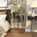 DHARA DECOR Round Shape Metal Indoor & Outdoor Black Large Planter Pot for Living Room Bedroom & Interior Balcony Set of 2