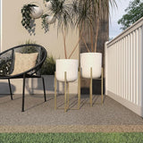 DHARA DECOR Round Shape Metal Indoor & Outdoor Large White Planter Pot for Living Room Bedroom & Interior Balcony Set of 2