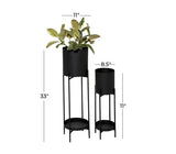 DHARA DECOR Round Shape Metal Indoor & Outdoor Large Black Planter Pot for Bedroom Living Room & Interior Balcony Set of 2