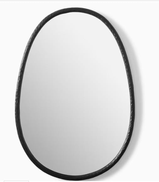 Oval Wall Mirror – Black Metal Frame, Modern Design