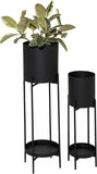 DHARA DECOR Round Shape Metal Indoor & Outdoor Large Black Planter Pot for Bedroom Living Room & Interior Balcony Set of 2