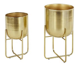 DHARA DECOR Round Shape Metal Indoor & Outdoor Large Golden Planter Pot for Living Room Bedroom & Interior Balcony Set of 2